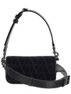 Toile Iconographe Fabric Leather Shoulder Bag Black - VALENTINO - BALAAN 3