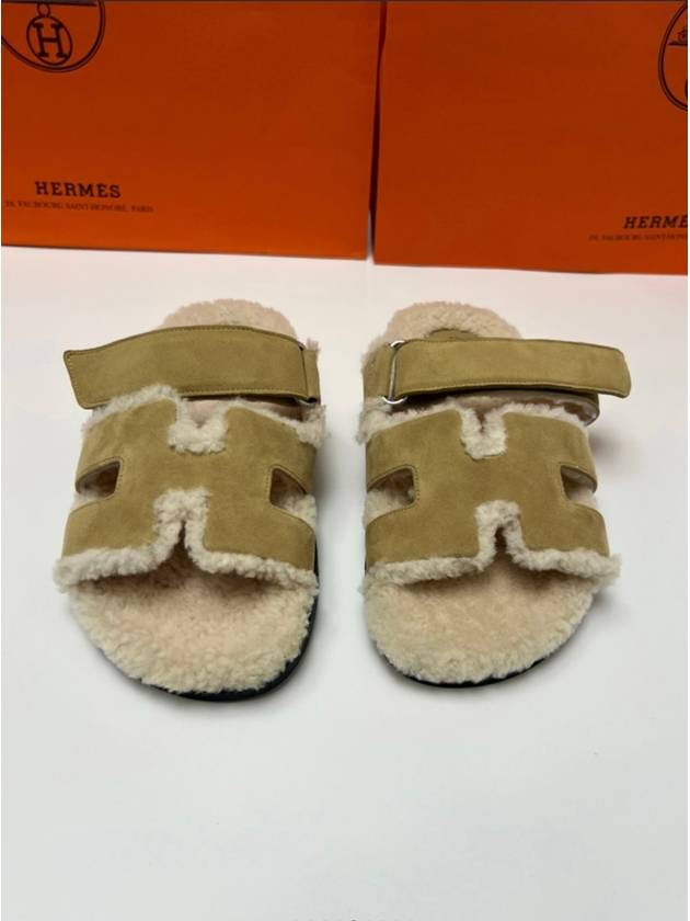 Chypre sandals women s slippers goatskin suede beige ecru H222195Z - HERMES - BALAAN 3