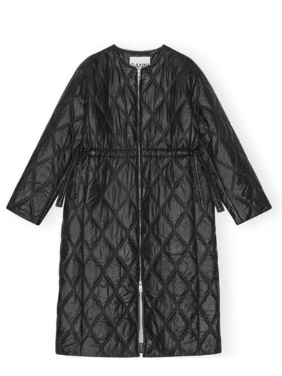 Diamond Quilted Zip Up Single Coat Black - GANNI - BALAAN 2