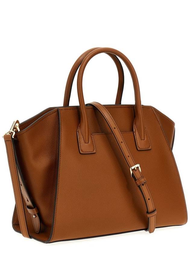 Avril Logo Embellished Leather Tote Bag Brown - MICHAEL KORS - BALAAN 3