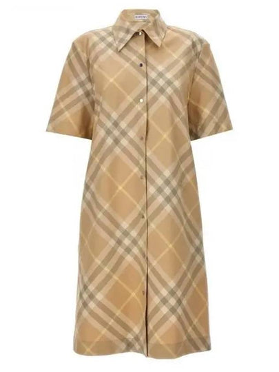 Check Cotton Midi Dress Beige - BURBERRY - BALAAN 2