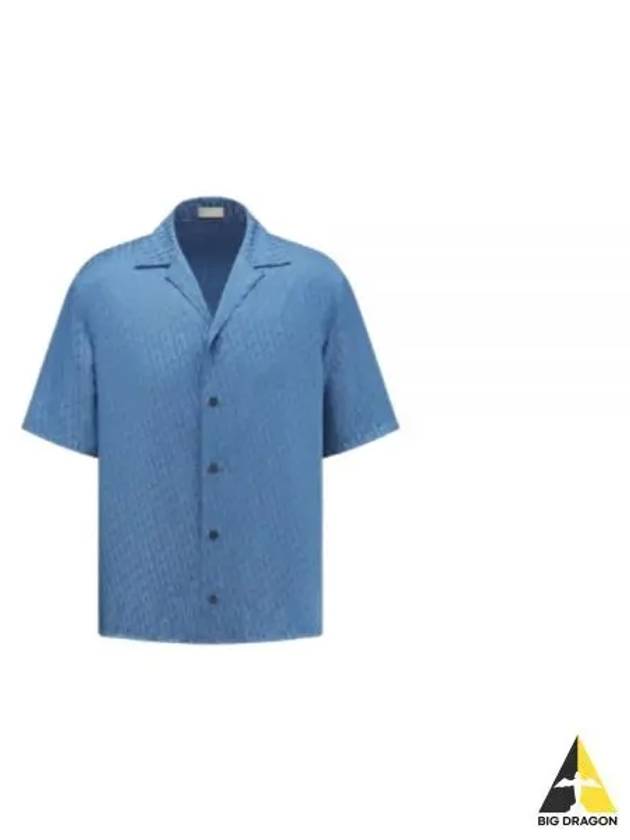 Oblique Cotton Jacquard Short Sleeve Shirt Blue - DIOR - BALAAN 2