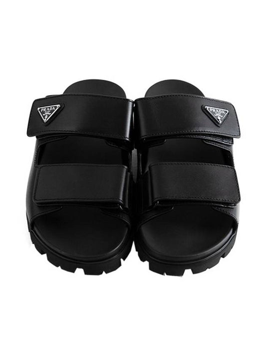 Strap Leather Sandals Black - PRADA - BALAAN 2