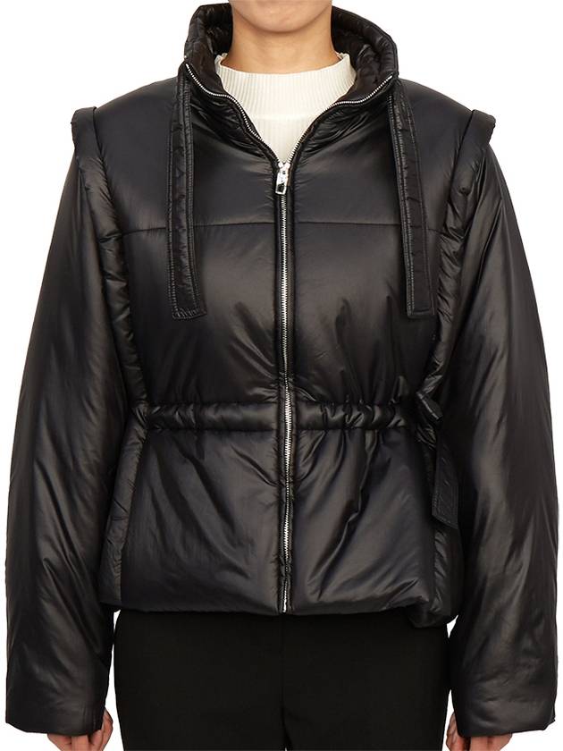 Shiny Quilted Vest Zip-Up Jacket Black - GANNI - BALAAN 5