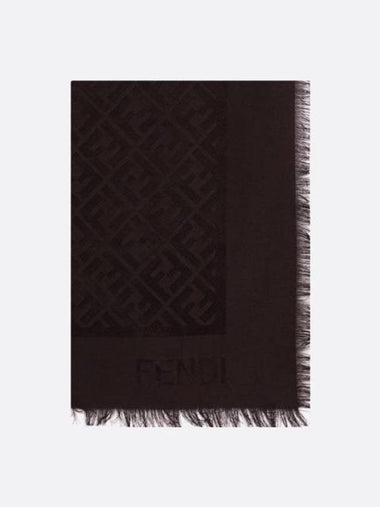 FF Organic Silk Wool Muffler Brown - FENDI - BALAAN 1