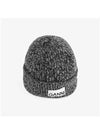 Logo Patch Ribbed Knit Beanie Black - GANNI - BALAAN 6