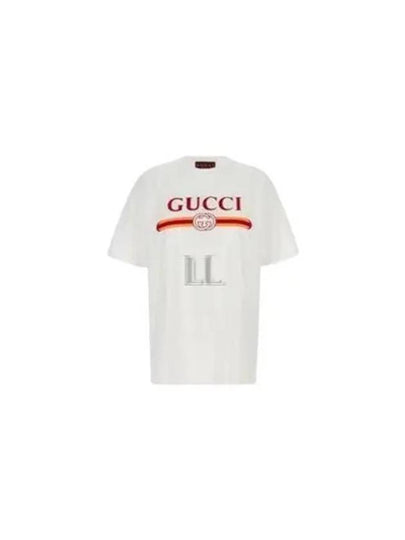 Jersey Print Cotton Short Sleeve T-Shirt White - GUCCI - BALAAN 2