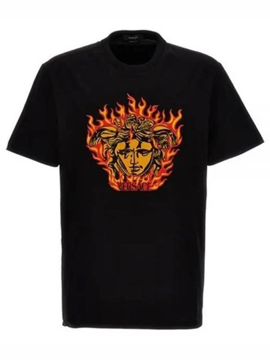 Medusa Printed Crewneck Short Sleeve T-Shirt Black - VERSACE - BALAAN 1