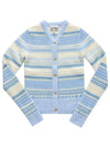 Striped Soft Wool Cardigan Light Blue - GANNI - BALAAN 2