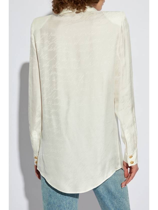 Balmain Satin Shirt With Monogram, Women's, White - BALMAIN - BALAAN 4