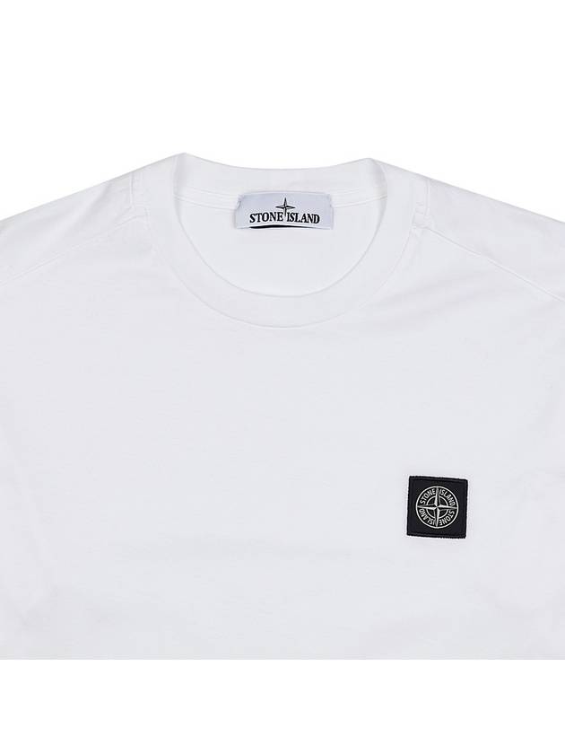 Slimfit Cotton Jersey Short Sleeve T-shirt White - STONE ISLAND - BALAAN 4