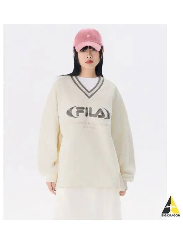 V neck logo sweatshirt FS2POG3151FSWH - FILA - BALAAN 1