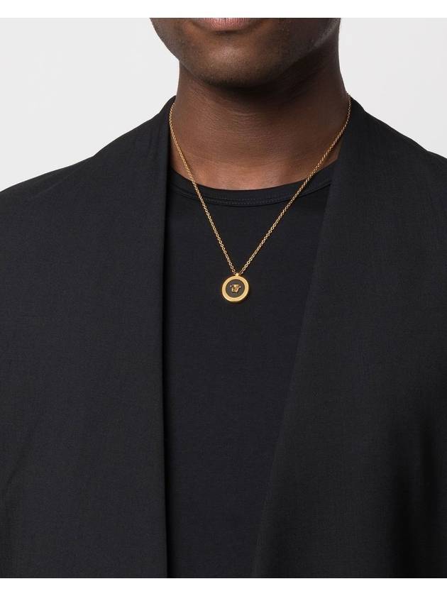 Enamel Medusa Pendant Necklace Black Gold - VERSACE - BALAAN 5