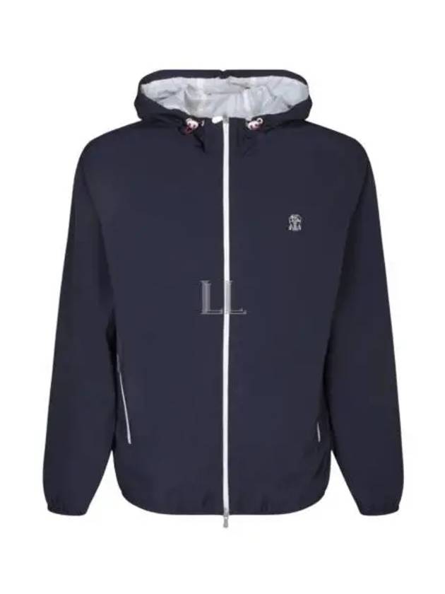 Embroidered Logo Zip-up Hoodie Navy - BRUNELLO CUCINELLI - BALAAN 2