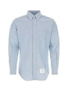 Men's Logo Patch Classic Cotton Long-Sleeved Shirt White Light Blue - THOM BROWNE - BALAAN 2