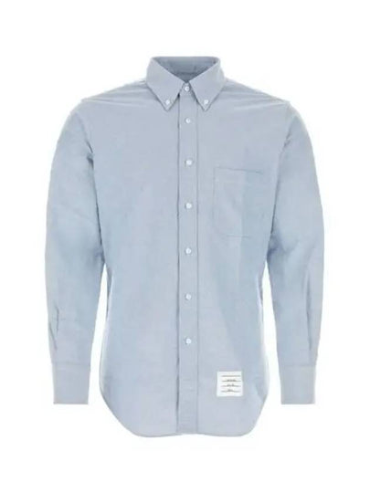 Men's Logo Patch Classic Cotton Long-Sleeved Shirt White Light Blue - THOM BROWNE - BALAAN 2