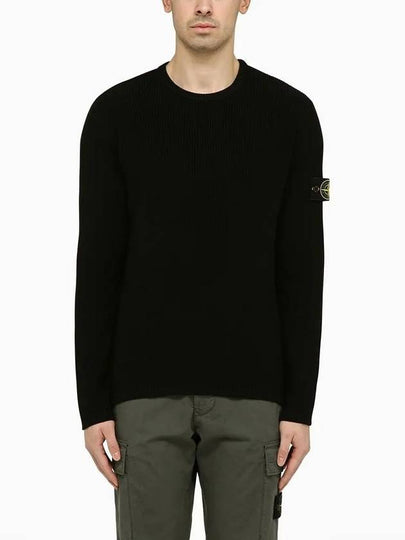 Wappen Patch Crew Neck Knit Top Black - STONE ISLAND - BALAAN 2