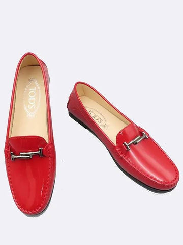 Red color patent silver logo women s driving loafers size 37 - TOD'S - BALAAN 1