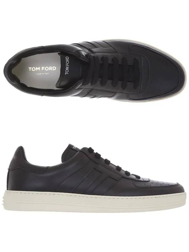 Logo Leather Low-Top Sneakers Black - TOM FORD - BALAAN 3