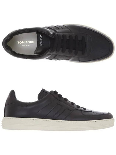 Logo Leather Low-Top Sneakers Black - TOM FORD - BALAAN 2