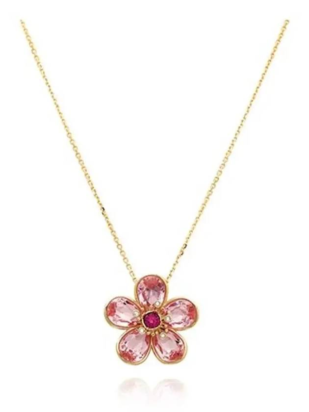 Idyllia Flower Pendant Necklace Pink Rose Gold - SWAROVSKI - BALAAN 4