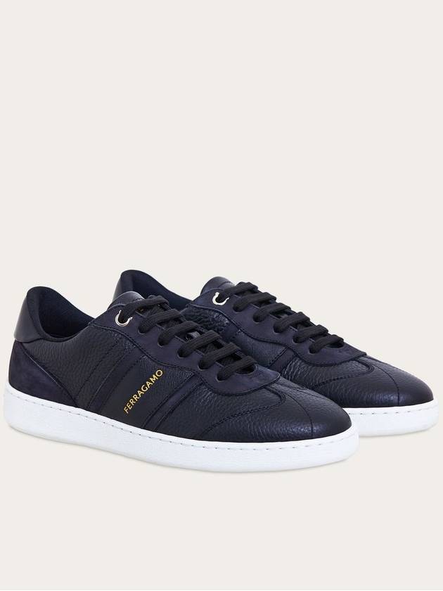 Logo Leather Low Top Sneakers Black - SALVATORE FERRAGAMO - BALAAN 3