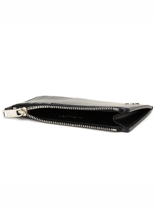 Tiny Cassandre Fragments Silver Hardware Leather Zipper Card Wallet Black - SAINT LAURENT - BALAAN 5