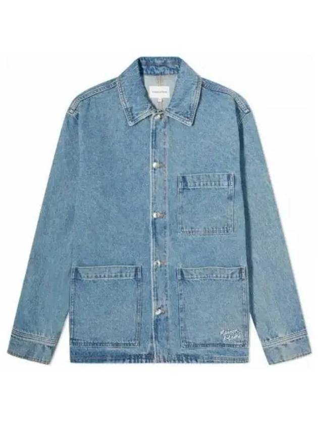 Spread Collar Denim Jacket Blue - MAISON KITSUNE - BALAAN 2