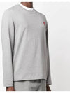 Chain Stitch Heart Logo Long Sleeve T-Shirt Grey - AMI - BALAAN 3