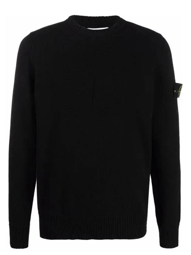 Comfort Wool Cotton Knit Top Black - STONE ISLAND - BALAAN 2