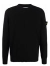 Comfort Wool Cotton Knit Top Black - STONE ISLAND - BALAAN 2