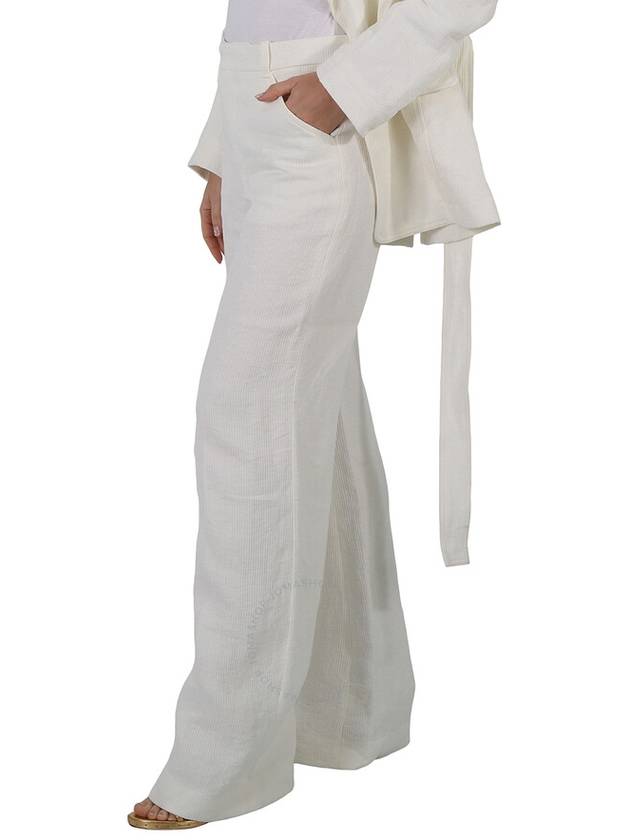 Women's Linen Flare Wide Pants White - CHLOE - BALAAN 3