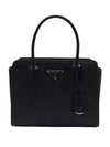 Triangle Logo Saffiano Medium Tote Bag Black - PRADA - BALAAN 1