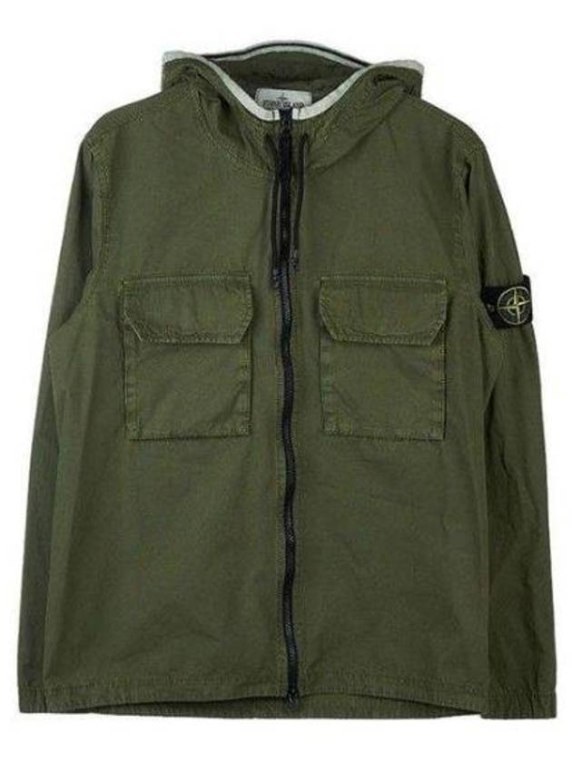 Wappen Patch Old Treatment Hooded Zip Up Olive Green - STONE ISLAND - BALAAN 2