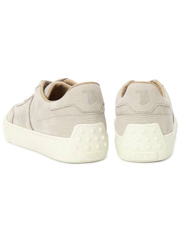 Embossed Logo Grained Leather Low Top Sneakers Light Grey - TOD'S - BALAAN 7