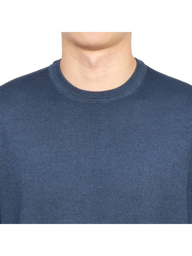 Men's Crew Neck Wool Knit Blue - DRUMOHR - BALAAN 7