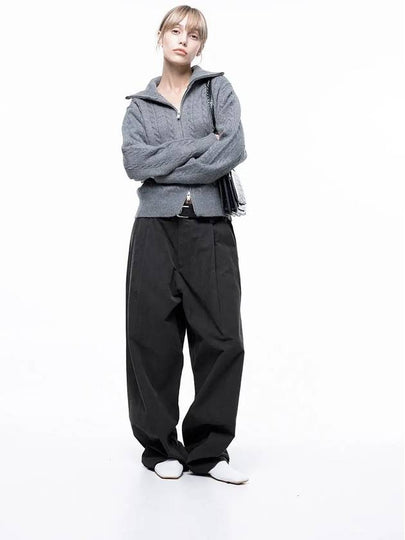 Women's Corduroy One Tuck Wide Pants Charcoal - CHANCE'S NOI - BALAAN 2