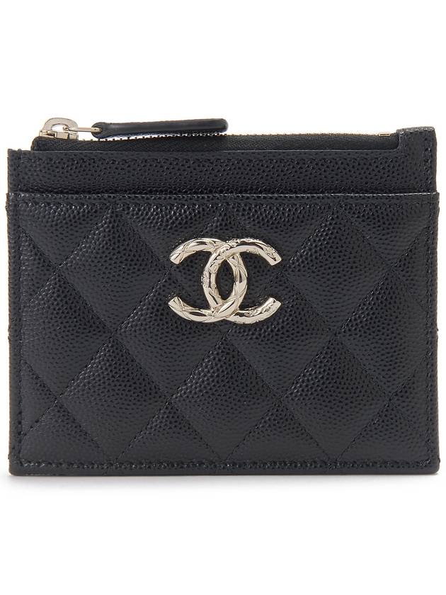 Gold logo caviar card wallet black - CHANEL - BALAAN 1