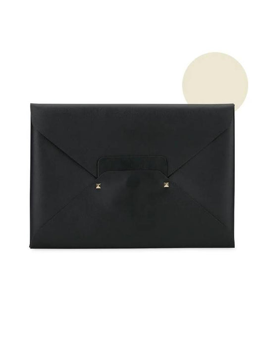 Men's Rockstud Untitled Clutch Bag Black - VALENTINO - BALAAN 1