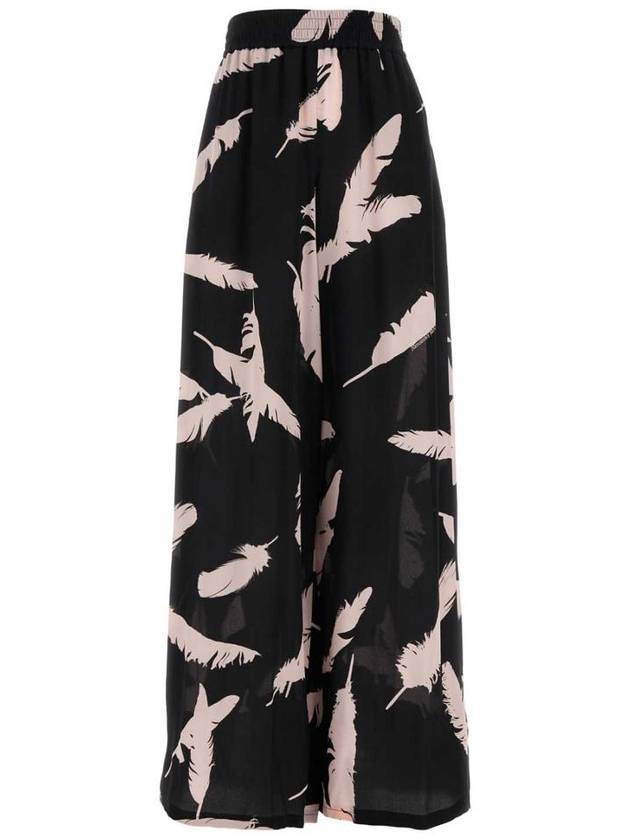 Feather Pattern Silk Straight Pants Black - ALEXANDER MCQUEEN - BALAAN 2