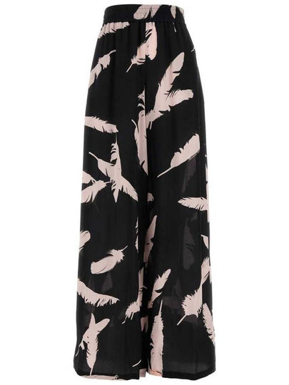 Feather Pattern Silk Straight Pants Black - ALEXANDER MCQUEEN - BALAAN 2