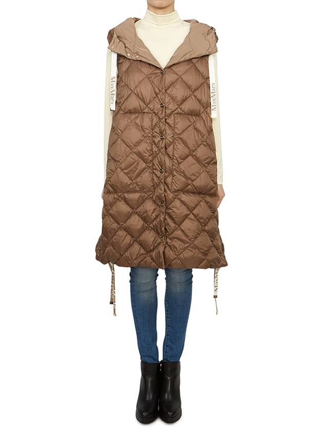 Sisoft Double-Sided Drawstring Hood Padded Long Vest Brown - MAX MARA - BALAAN 7