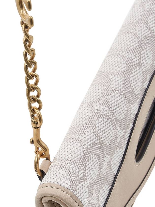 Signature Jacquard Foldover Cut Out Clutch Cross Bag Chalk Ivory - COACH - BALAAN 9