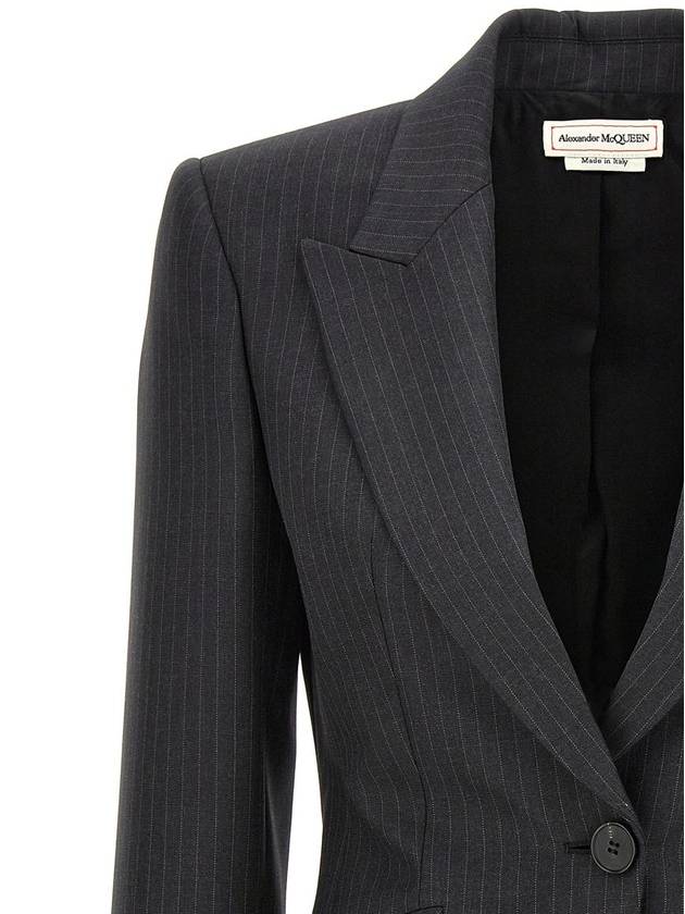 Striped Blazer Jacket Dark Grey - ALEXANDER MCQUEEN - BALAAN 4