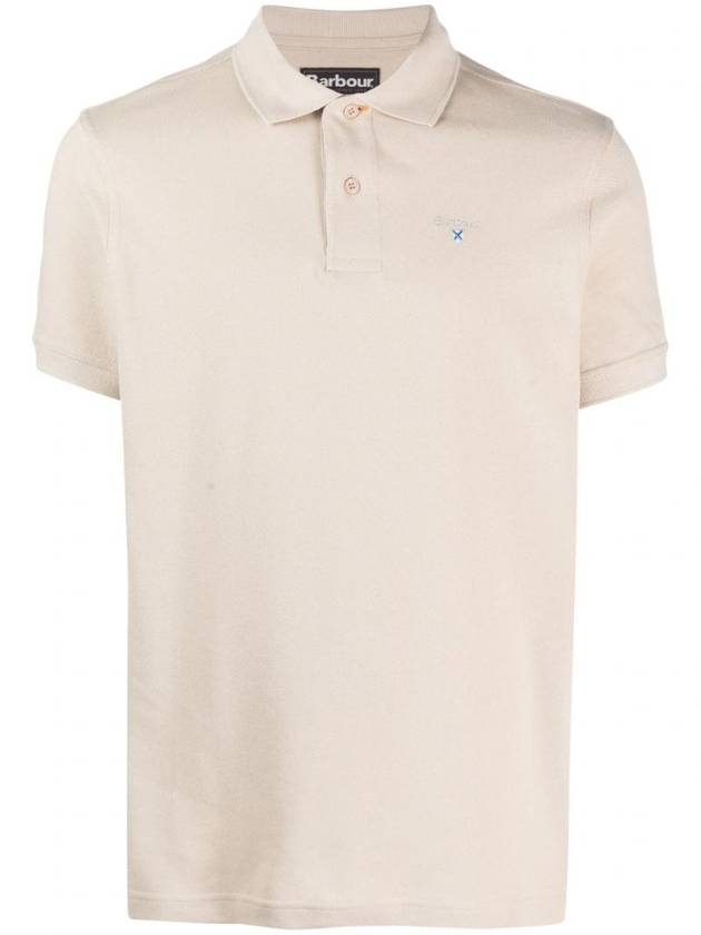 Men's Embroidered Logo Sports Polo Shirt Beige - BARBOUR - BALAAN 1