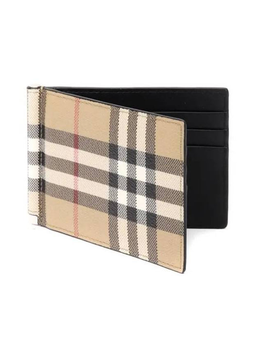 Check Money Clip Card Wallet Beige - BURBERRY - BALAAN 1