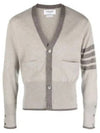 Men's Diagonal Armband Cashmere V-Neck Cardigan Beige - THOM BROWNE - BALAAN 2