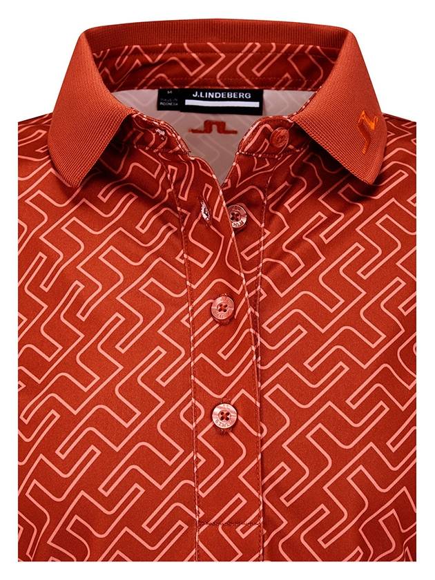 Size S Orange Tour Tech Print Golf Short Sleeve PK - J.LINDEBERG - BALAAN 3