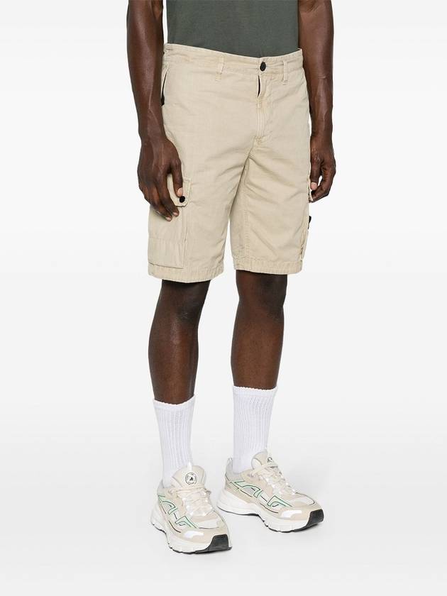 Logo Cotton Slim Cargo Shorts Beige - STONE ISLAND - BALAAN 6