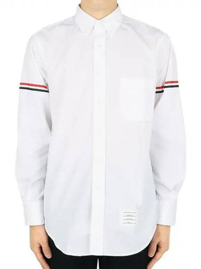 Men's Poplin Grosgrain Armband Classic Long Sleeve Shirt White - THOM BROWNE - BALAAN 2